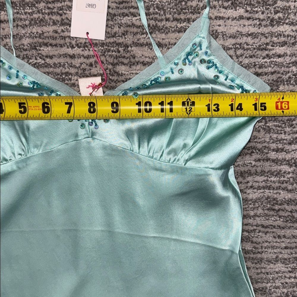 NWT Gold Hawk TRIANGLE SILK CAMI Tiffany Blue X- Small Beaded / Embellished - Picture 5 of 9